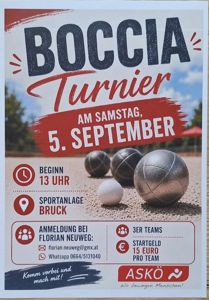 Wir freuen uns DICH! Boccia kann jeder! Probier es mal auf unseren tollen Bahnen in Bruck !